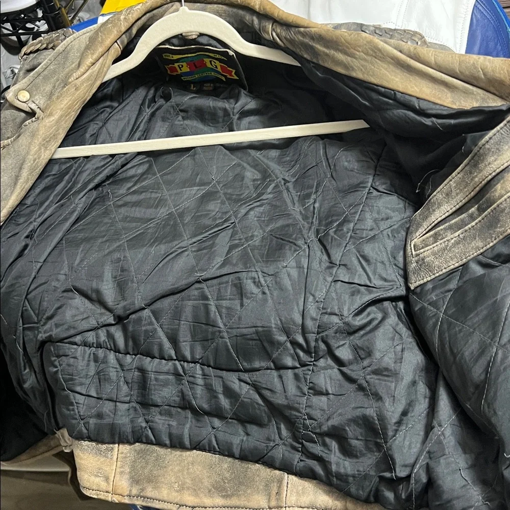 Vintage Putnam Leather Gold PLG Genuine Brown Lined Leather Jacket Men's Size L - Picture 10 of 10